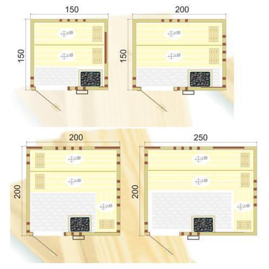 Στάνταρντ Σάουνα 200x150x210εκ. White Pine δίχως ρόζους