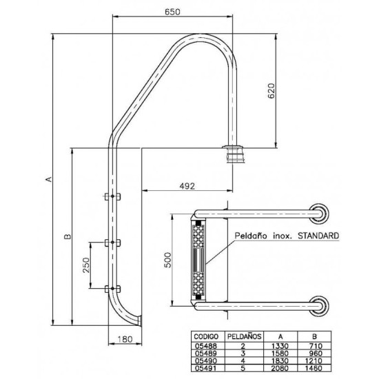 STANDARD σκάλα πισίνας 4 σκαλοπάτια INOX (304) ASTRALPOOL