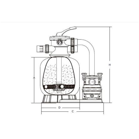 Compact kit φίλτρο top 350mm και αντλία 0.35HP 5m3/h