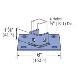 Βάση Flat γαλβανιζέ 152x152mm για ράγα 41mm