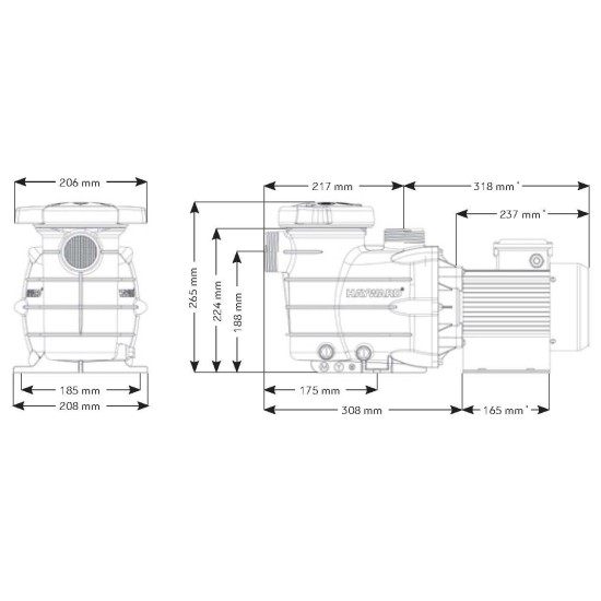 Αντλία πισίνας Hayward 0.75HP 13m3/h 220V POWER FLOW 2