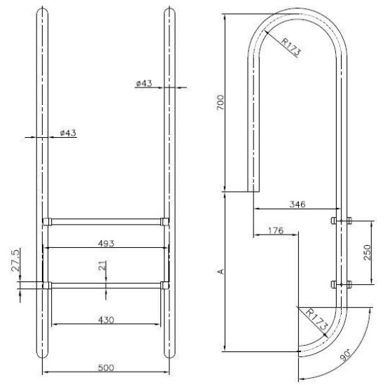 MURO σκάλα πισίνας 3 σκαλοπάτια INOX (316) KRIPSOL