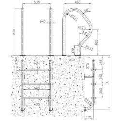 Two part σκάλα πισίνας 3 σκαλοπάτια INOX (304) KRIPSOL